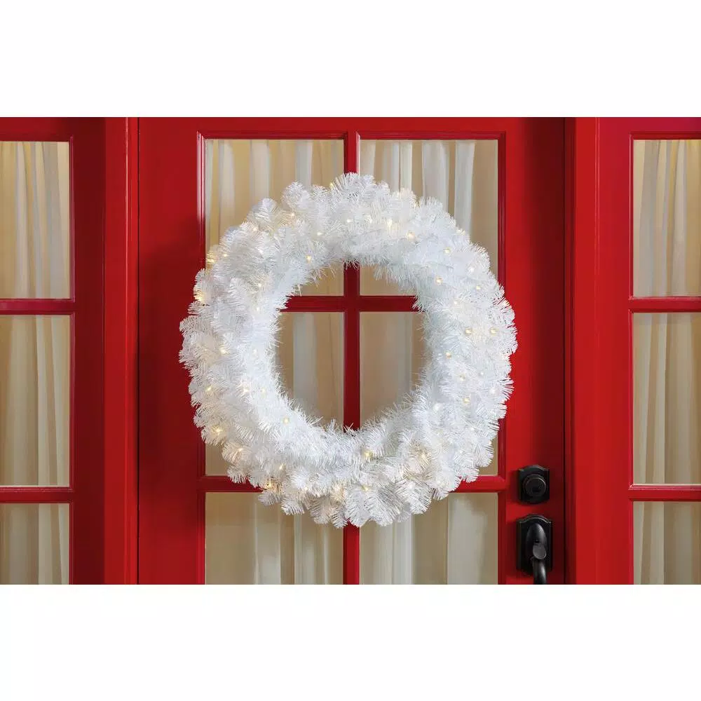 Home Accents Holiday 30 In. Uptown Pre-Lit LED Artificial Christmas Wreath With 136 Tips And 50 Warm White Micro Dot Lights 4 Home Accents Holiday 30 In. Uptown Pre-Lit LED Artificial Christmas Wreath With 136 Tips And 50 Warm White Micro Dot Lights - Image 2