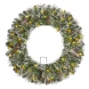 Home Accents Holiday 30in. Sparkling Amelia Pine Battery Operated Pre-lit LED Artificial Christmas Wreath With 50 Warm White Micro-Dot Lights