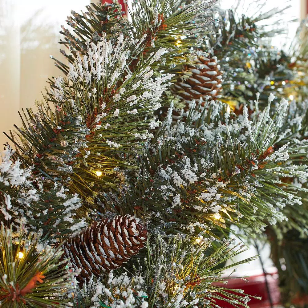 Home Accents Holiday 30in. Sparkling Amelia Pine Battery Operated Pre-lit LED Artificial Christmas Wreath With 50 Warm White Micro-Dot Lights 8 Home Accents Holiday 30in. Sparkling Amelia Pine Battery Operated Pre-lit LED Artificial Christmas Wreath With 50 Warm White Micro-Dot Lights - Image 6