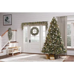 Home Accents Holiday 30in. Sparkling Amelia Pine Battery Operated Pre-lit LED Artificial Christmas Wreath With 50 Warm White Micro-Dot Lights 10 Home Accents Holiday 30in. Sparkling Amelia Pine Battery Operated Pre-lit LED Artificial Christmas Wreath With 50 Warm White Micro-Dot Lights -Alpine Corporation Shop home accents holiday christmas wreaths gd26m2r70l00 a0 1000