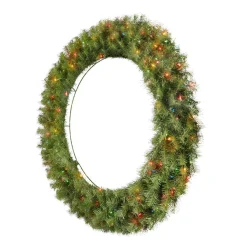 Home Accents Holiday 48 In. Dia Green Pre-Lit Incandescent Light Norwood Fir Artificial Christmas Wreath With 200-Lights -Alpine Corporation Shop home accents holiday christmas wreaths nf 48wrlo 40 1000