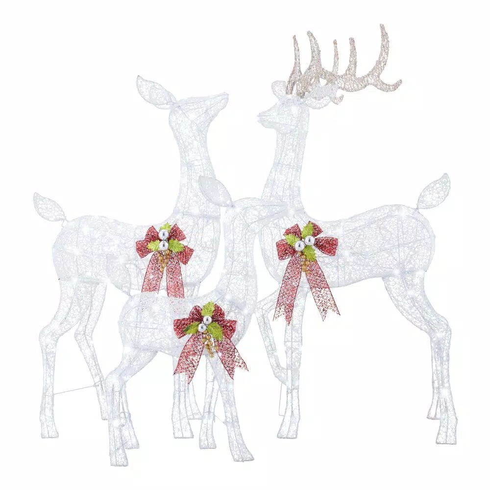 Home Accents Holiday 3-Piece Fantasleigh Outdoor Christmas Deer Family With LED Cool White Lights 3 Home Accents Holiday 3-Piece Fantasleigh Outdoor Christmas Deer Family With LED Cool White Lights