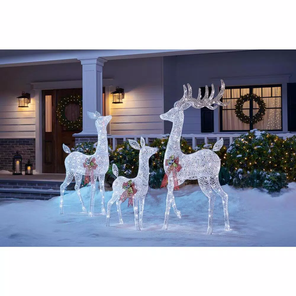Home Accents Holiday 3-Piece Fantasleigh Outdoor Christmas Deer Family With LED Cool White Lights 4 Home Accents Holiday 3-Piece Fantasleigh Outdoor Christmas Deer Family With LED Cool White Lights - Image 2