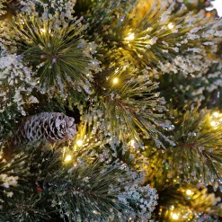 Home Accents Holiday 7.5 Ft Sparkling Amelia Pine LED Pre-Lit Artificial Christmas Tree With Warm White Lights -Alpine Corporation Shop home accents holiday pre lit christmas trees tg76m3acdl19 4f 1000