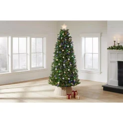 Home Decorators Collection 7.5 Ft Lachlan Balsam Fir Slim LED Pre-Lit Artificial Christmas Tree With 460 Color Changing Lights With 7 Functions -Alpine Corporation Shop home decorators collection pre lit christmas trees r64875slpyt5wm 40 1000