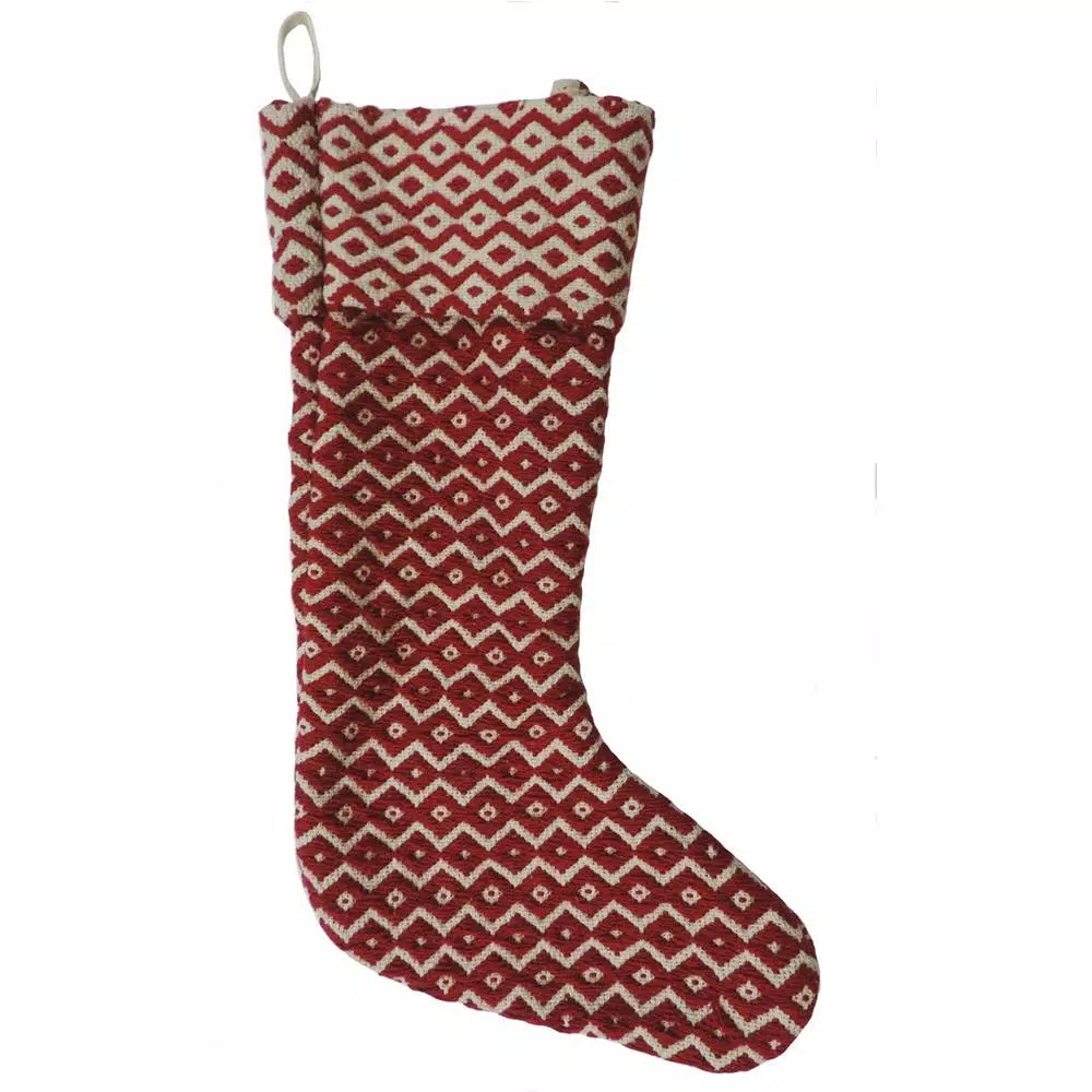 LR Home 20 In. Cotton Red And White Chevron Christmas Stocking 3 LR Home 20 In. Cotton Red And White Chevron Christmas Stocking
