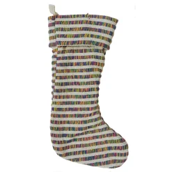 LR Home 20 In. Cotton Striped Multi-color Christmas Stocking