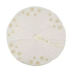 Manor Luxe 56 In. Snowflake Sequin Soft Plush Furry Round Christmas Tree Skirt In White