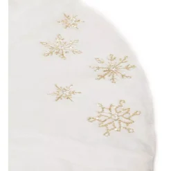Manor Luxe 56 In. Snowflake Sequin Soft Plush Furry Light Up Round Christmas Tree Skirt In White 7 Manor Luxe 56 In. Snowflake Sequin Soft Plush Furry Light Up Round Christmas Tree Skirt In White -Alpine Corporation Shop manor luxe christmas tree skirts collars ml1892556tswhiteled 1f 1000