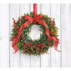 My Door Decor 7 Ft. X 8 Ft. Christmas Wreath-Christmas Garage Door Decor Mural For Split Car Garage -Alpine Corporation Shop my door decor christmas flags 285901xmas 029 1f 1000