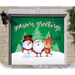 My Door Decor 7 Ft. X 8 Ft. Christmas Characters Seasons Greetings-Christmas Garage Door Decor Mural For Single Car Garage -Alpine Corporation Shop my door decor christmas flags 285903xmas 013 4f 1000