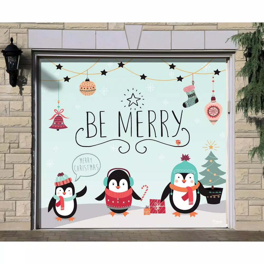 My Door Decor 7 Ft. X 8 Ft. Merry Penguins-Christmas Garage Door Decor Mural For Single Car Garage 5 My Door Decor 7 Ft. X 8 Ft. Merry Penguins-Christmas Garage Door Decor Mural For Single Car Garage - Image 3
