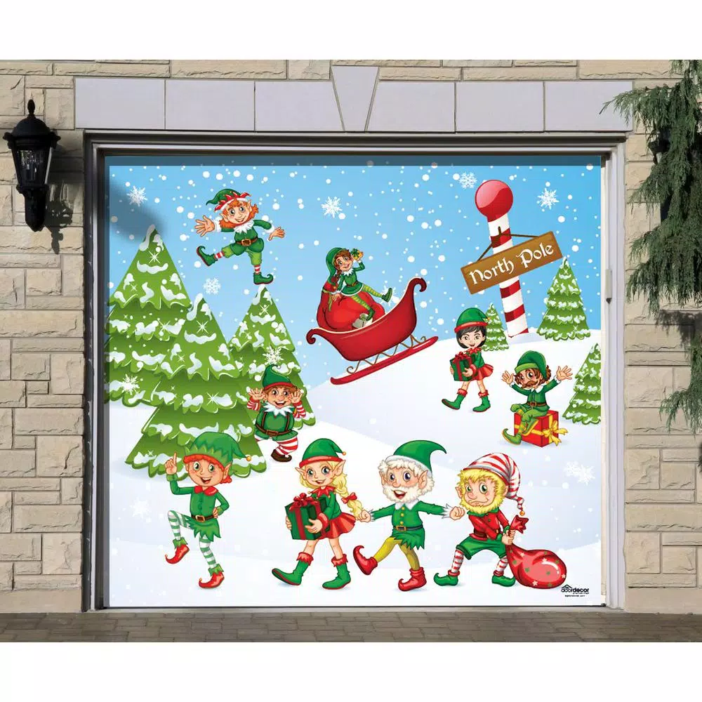 My Door Decor 7 Ft. X 8 Ft. North Pole Elves-Christmas Garage Door Decor Mural For Single Car Garage 4 My Door Decor 7 Ft. X 8 Ft. North Pole Elves-Christmas Garage Door Decor Mural For Single Car Garage - Image 2