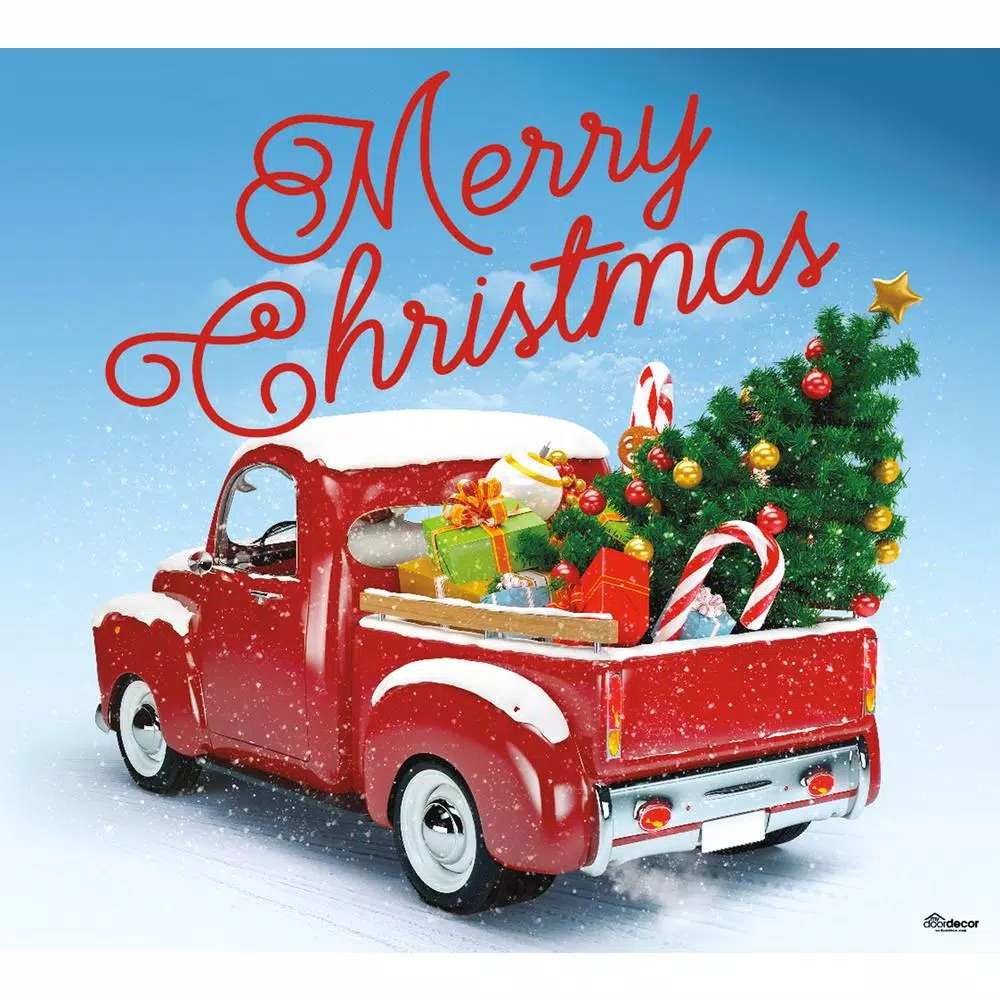 My Door Decor 7 Ft. X 8 Ft. Red Truck Christmas-Christmas Garage Door Decor Mural For Single Car Garage 3 My Door Decor 7 Ft. X 8 Ft. Red Truck Christmas-Christmas Garage Door Decor Mural For Single Car Garage