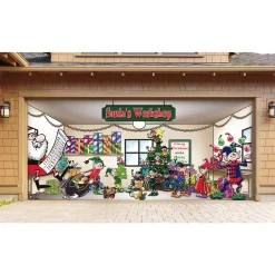 My Door Decor 7 Ft. X 16 Ft. Santa’s Workshop Christmas Garage Door Decor Mural For Double Car Garage -Alpine Corporation Shop my door decor christmas flags 285905xmas 006 4f 1000