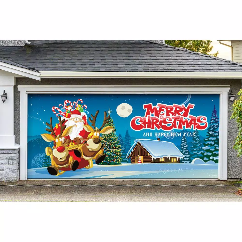 My Door Decor 7 Ft. X 16 Ft. Santa’s Take Off Christmas Garage Door Decor Mural For Double Car Garage 4 My Door Decor 7 Ft. X 16 Ft. Santa’s Take Off Christmas Garage Door Decor Mural For Double Car Garage - Image 2