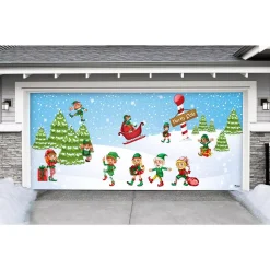 My Door Decor 7 Ft. X 16 Ft. North Pole Elves-Christmas Garage Door Decor Mural For Double Car Garage -Alpine Corporation Shop my door decor christmas flags 285905xmas 026 4f 1000