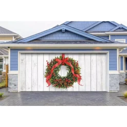 My Door Decor 7 Ft. X 16 Ft. Christmas Wreath-Christmas Garage Door Decor Mural For Double Car Garage 8 My Door Decor 7 Ft. X 16 Ft. Christmas Wreath-Christmas Garage Door Decor Mural For Double Car Garage -Alpine Corporation Shop my door decor christmas flags 285905xmas 029 4f 1000