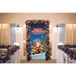 My Door Decor 36 In. X 80 In. Santa’s Take Off-Christmas Front Door Decor Mural -Alpine Corporation Shop my door decor christmas flags 285906xmas 008 4f 1000
