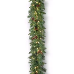 National Tree Company 9 Ft. Garwood Spruce Artificial Christmas Garland With Warm White LED Lights