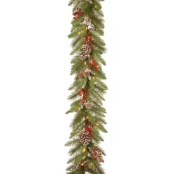National Tree Company 9 Ft. Bristle Berry Pine Artificial Christmas Garland With Battery Operated LED Lights