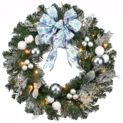 National Tree Company 32 In. Decorative Collection Ornament Artificial Christmas Wreath With Clear Lights