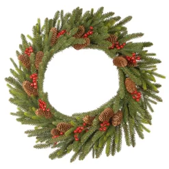 National Tree Company 24 In. Dorchester Fir Artificial Christmas Wreath With Battery Operated LED Lights