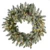 National Tree Company 24 In. Artificial Christmas Feel Real Snowy Morgan Spruce Wreath With 200 Dual Color LED Cosmic Lights -Alpine Corporation Shop national tree company christmas wreaths pemg3 323dk24w1 64 1000
