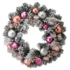 National Tree Company 24 In. Artificial Christmas Wreath With Flocked And Shatterproof Pink And Silver Ornaments -Alpine Corporation Shop national tree company christmas wreaths rac 4j501x24 1 64 1000