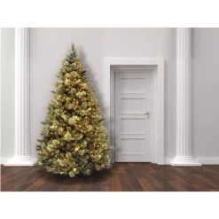 National Tree Company 7-1/2 Ft. Carolina Pine Hinged Artificial Christmas Tree With 86 Flocked Cones And 750 Clear Lights -Alpine Corporation Shop national tree company pre lit christmas trees cap3 306 75 1f 1000
