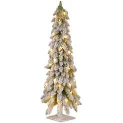 National Tree Company 4 Ft. Snowy Downswept Forstree Artificial Christmas Tree With Metal Plate And Clear Lights