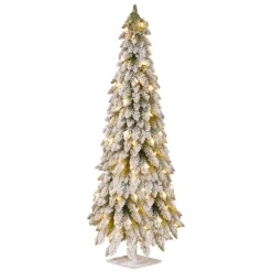 National Tree Company 5 Ft. Artificial Christmas Snowy Downswept Forestree With Clear Lights