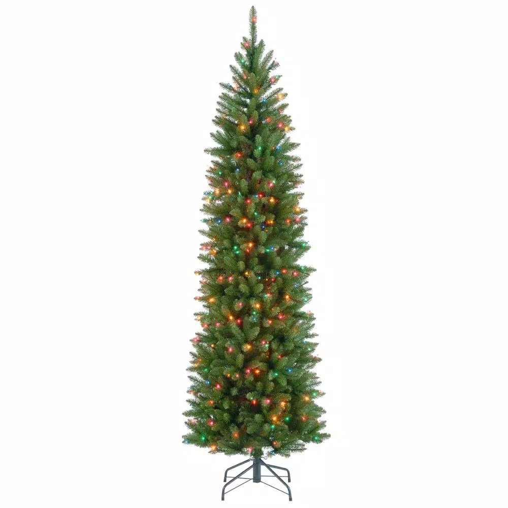 National Tree Company 6.5 Ft. Kingswood Fir Pencil Artificial Christmas Tree With Multicolor Lights 3 National Tree Company 6.5 Ft. Kingswood Fir Pencil Artificial Christmas Tree With Multicolor Lights
