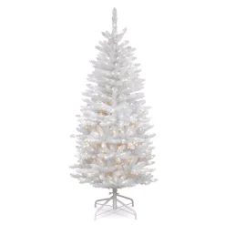 National Tree Company 4.5 Ft. Kingswood White Fir Pencil Artificial Christmas Tree With Clear Lights