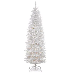 National Tree Company 7.5 Ft. Kingswood White Fir Pencil Artificial Christmas Tree With Clear Lights