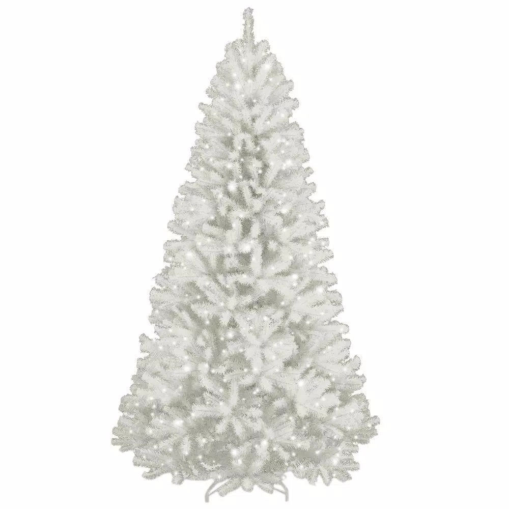 National Tree Company 7 Ft. North Valley White Spruce Hinged Artificial Christmas Tree With Glitter And 550 Clear Lights 3 National Tree Company 7 Ft. North Valley White Spruce Hinged Artificial Christmas Tree With Glitter And 550 Clear Lights
