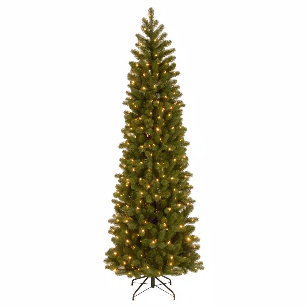 National Tree Company 7-1/2 Ft. Feel Real Down Swept Douglas Fir Pencil Slim Hinged Artificial Christmas Tree With 350 Clear Lights 2 National Tree Company 7-1/2 Ft. Feel Real Down Swept Douglas Fir Pencil Slim Hinged Artificial Christmas Tree With 350 Clear Lights