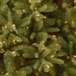 National Tree Company 7-1/2 Ft. Feel Real Tiffany Fir Slim Hinged Artificial Christmas Tree With 600 Clear Lights -Alpine Corporation Shop national tree company pre lit christmas trees petf3 304 75 4f 1000