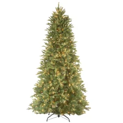 National Tree Company 7-1/2 Ft. Feel Real Tiffany Fir Slim Hinged Artificial Christmas Tree With 600 Clear Lights