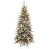National Tree Company 7.5 Ft. Snowy Mountain Pine Slim Pine Artificial Christmas Tree With Clear Lights -Alpine Corporation Shop national tree company pre lit christmas trees smt 304 75 64 1000