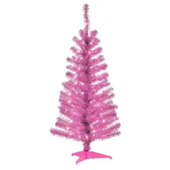 National Tree Company 4 Ft. Pink Tinsel Artificial Christmas Tree With Clear Lights