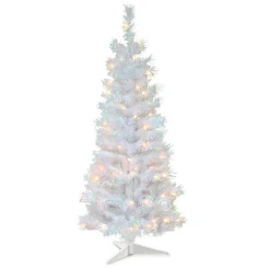 National Tree Company 4 Ft. White Iridescent Tinsel Artificial Christmas Tree With Clear Lights