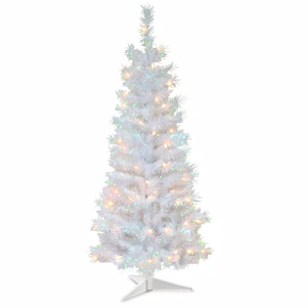 National Tree Company 4 Ft. White Iridescent Tinsel Artificial Christmas Tree With Clear Lights 3 National Tree Company 4 Ft. White Iridescent Tinsel Artificial Christmas Tree With Clear Lights