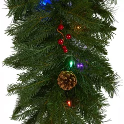 Nearly Natural 9 Ft. X 12 In. Hanging Icicle Artificial Christmas Garland With 50 Multi-Colored LED Lights, Berries And Pine Cones 10 Nearly Natural 9 Ft. X 12 In. Hanging Icicle Artificial Christmas Garland With 50 Multi-Colored LED Lights, Berries And Pine Cones -Alpine Corporation Shop nearly natural christmas garland 4458 4f 1000