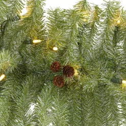 Nearly Natural 6 Ft. Pre-Lit Christmas Pine Artificial Garland With 50 Warm White LED Lights And Pine Cones -Alpine Corporation Shop nearly natural christmas garland 4465 4f 1000