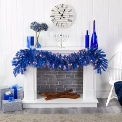 Nearly Natural 6 Ft. Pre-Lit Blue Artificial Christmas Garland With 50 Warm White Lights 13 Nearly Natural 6 Ft. Pre-Lit Blue Artificial Christmas Garland With 50 Warm White Lights -Alpine Corporation Shop nearly natural christmas garland 4467 44 1000