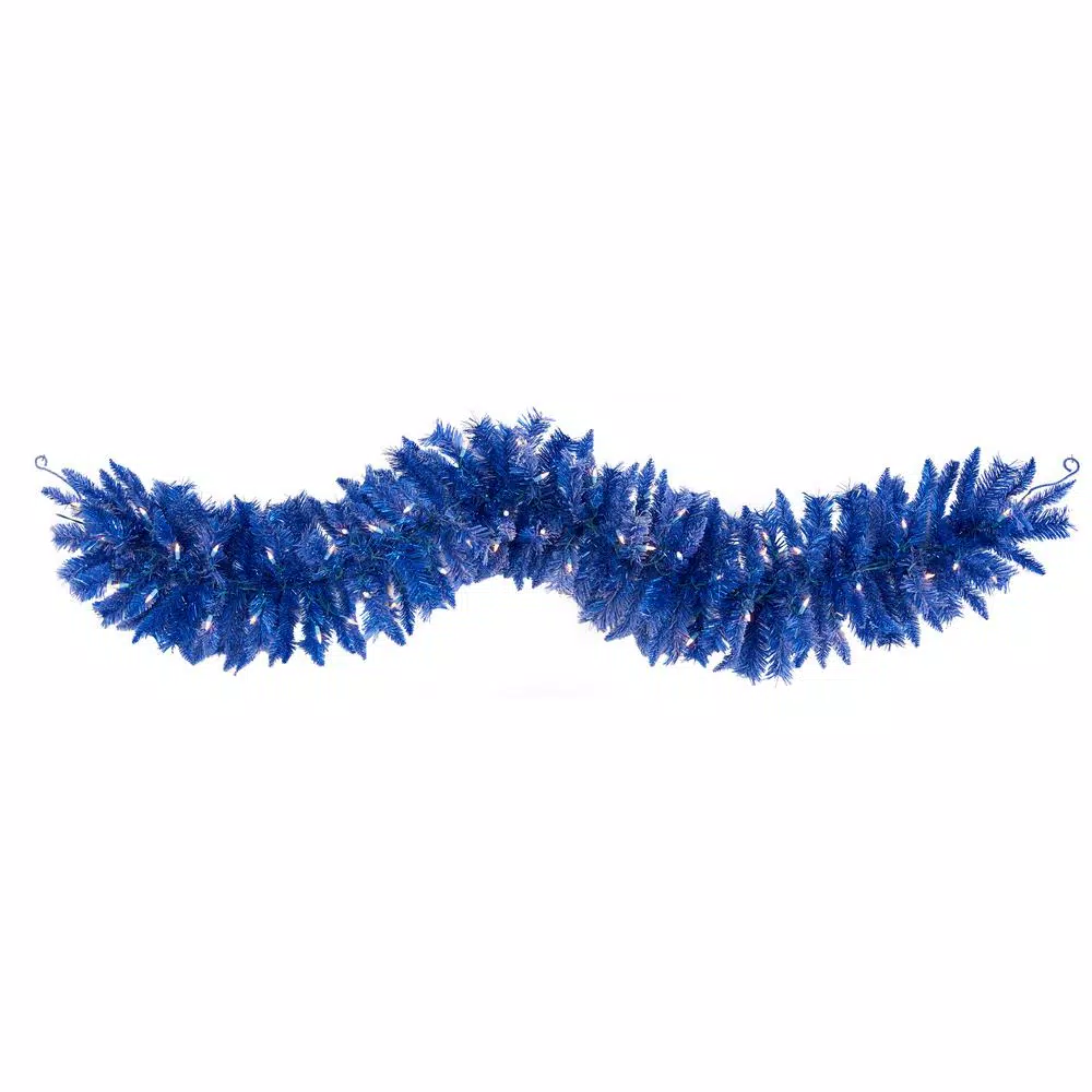 Nearly Natural 6 Ft. Pre-Lit Blue Artificial Christmas Garland With 50 Warm White Lights 3 Nearly Natural 6 Ft. Pre-Lit Blue Artificial Christmas Garland With 50 Warm White Lights