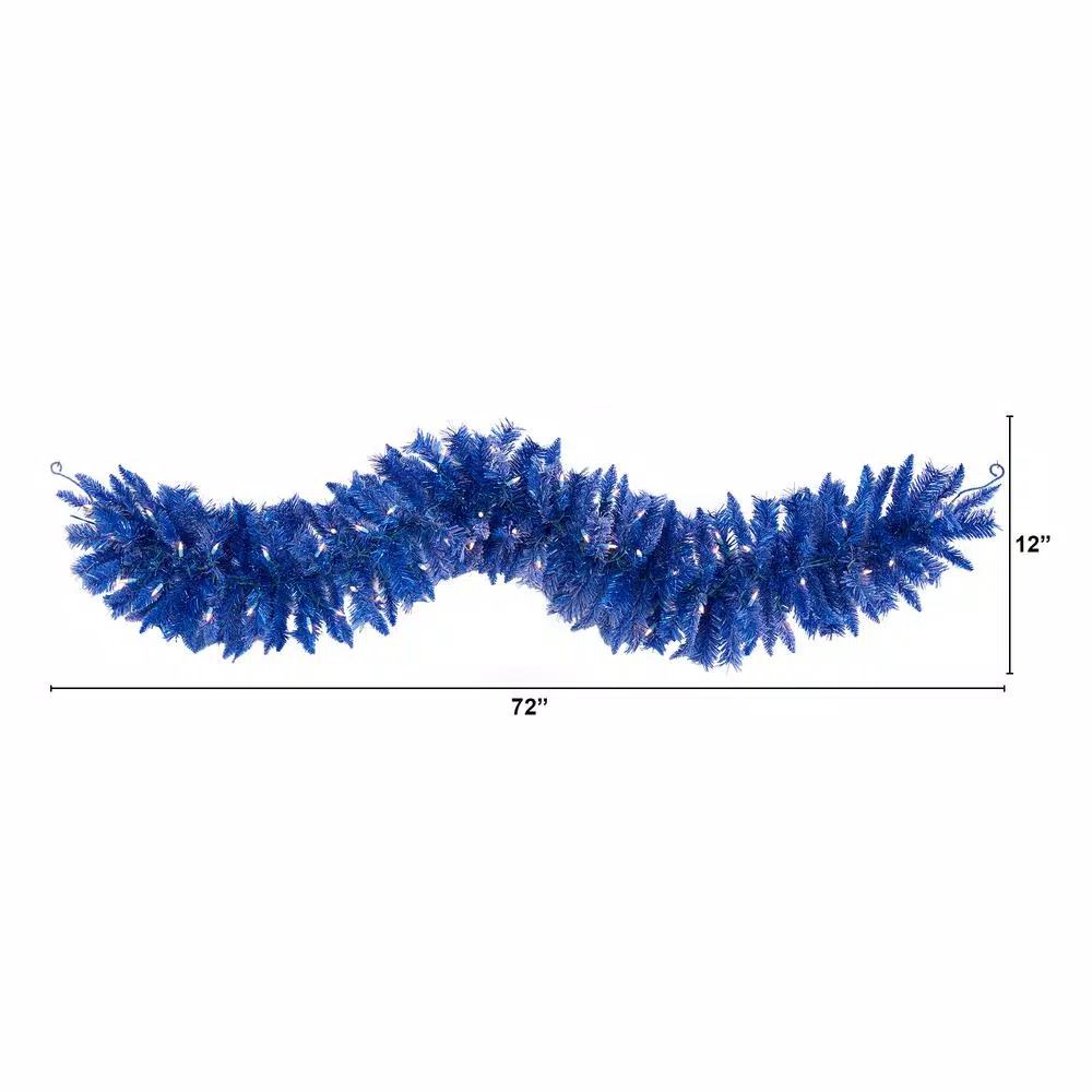 Nearly Natural 6 Ft. Pre-Lit Blue Artificial Christmas Garland With 50 Warm White Lights 4 Nearly Natural 6 Ft. Pre-Lit Blue Artificial Christmas Garland With 50 Warm White Lights - Image 2