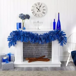 Nearly Natural 6 Ft. Pre-Lit Blue Artificial Christmas Garland With 50 Warm White Lights 14 Nearly Natural 6 Ft. Pre-Lit Blue Artificial Christmas Garland With 50 Warm White Lights -Alpine Corporation Shop nearly natural christmas garland 4467 fa 1000