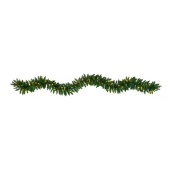 Nearly Natural 9 Ft. Battery Operated Pre-lit Artificial Christmas Pine Garland With 50 Warm White LED Lights